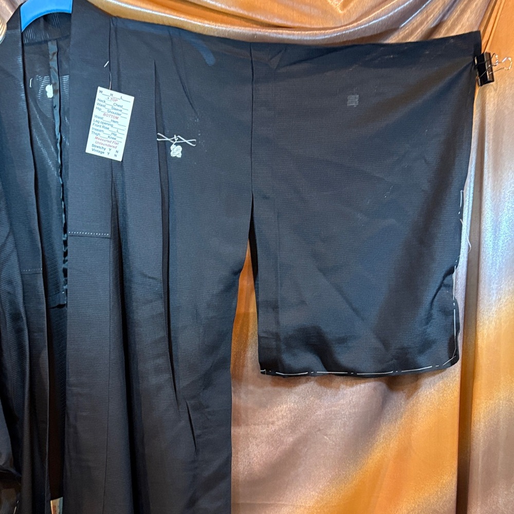 Sophisticated Black sheer kimono extra long. Still has baste stitching.‎ B8